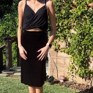 Vintage 90’s y2k Black Velvet Midi Skirt